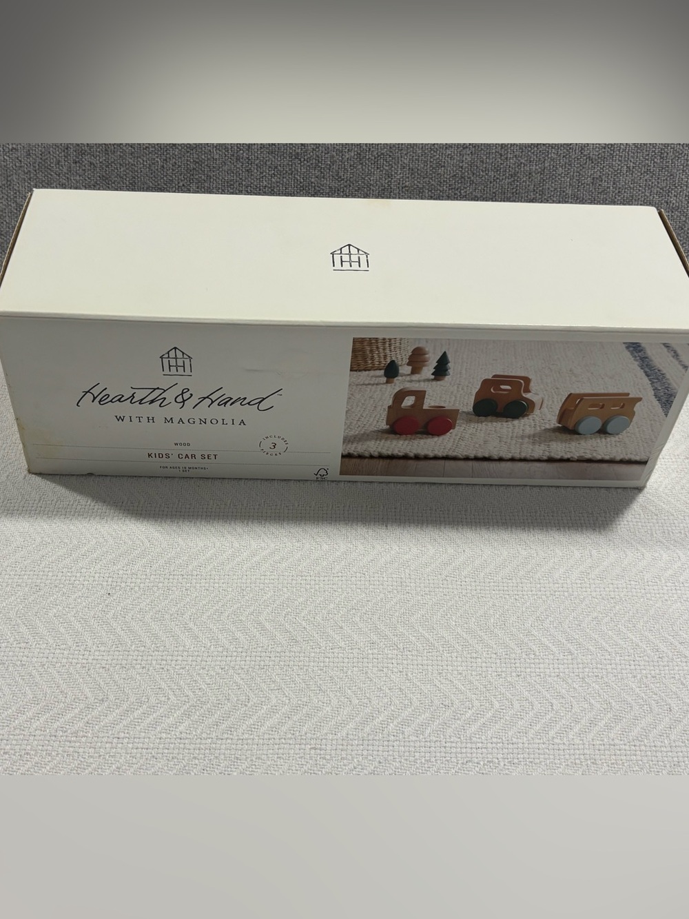 🚗Hearth & Hand Natural Wood Toy Trucks with Red, Light Gray, and Dark Gray Wheel - Picture 3 of 9